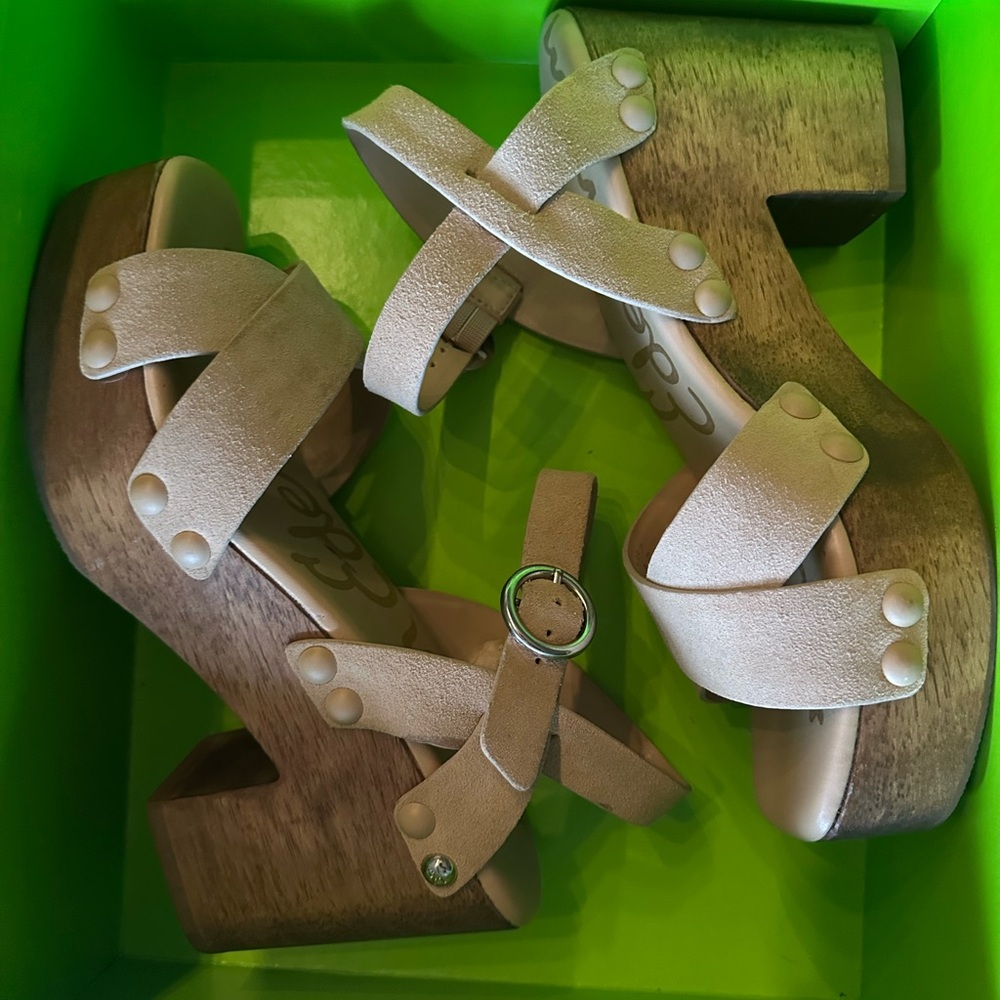 Sam Edelman Cream Platform Sandals